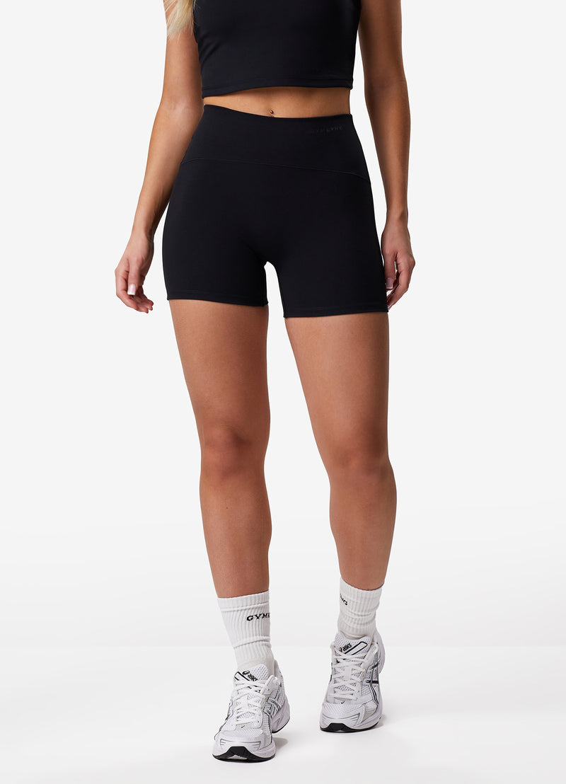 Gym King Peach Luxe 4" Short - Black Luxe