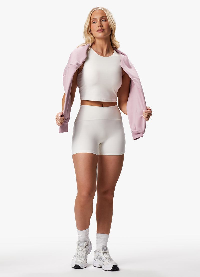 Gym King Peach Luxe High Neck Tank - Marshmallow Luxe