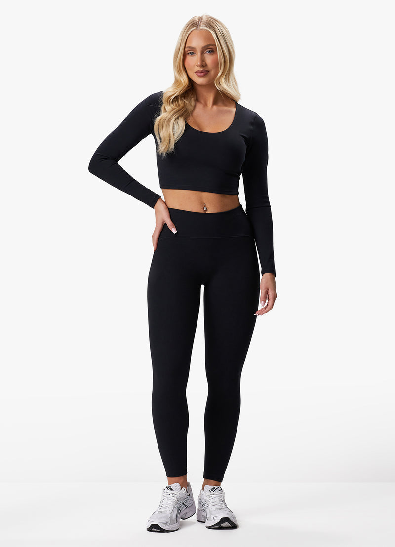 Gym King Peach Luxe Long Sleeve Top - Black Luxe
