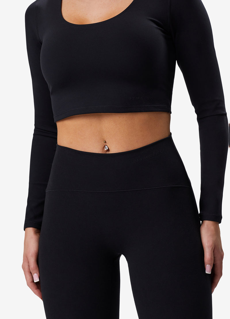 Gym King Peach Luxe Long Sleeve Top - Black Luxe