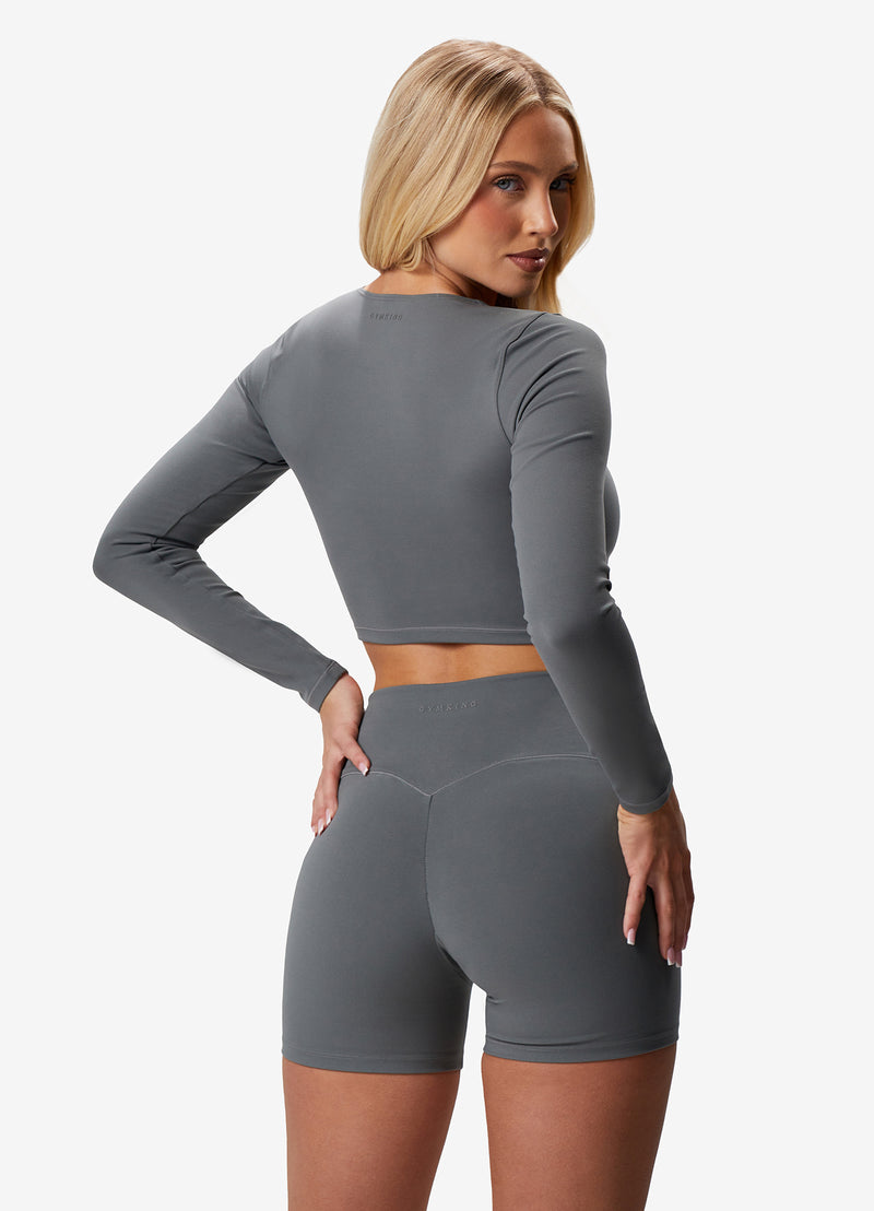 Gym King Peach Luxe Long Sleeve Top - Dark Sage Luxe