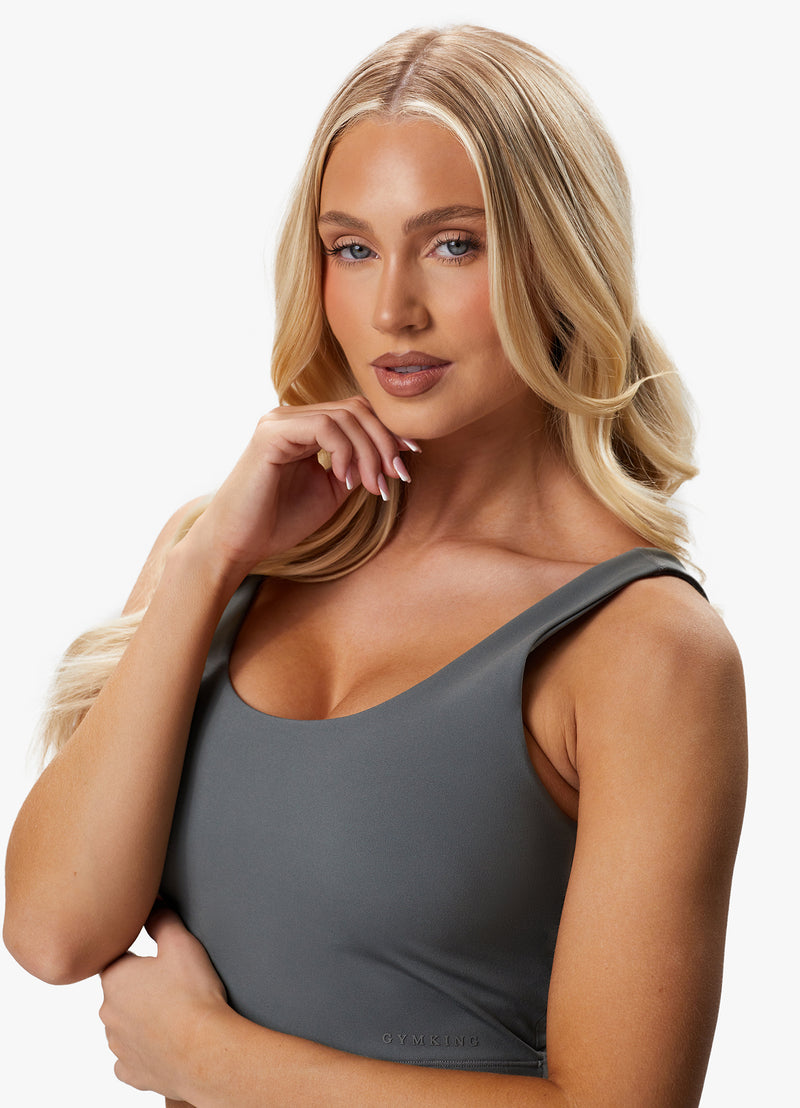 Gym King Peach Luxe Tank - Dark Sage Luxe