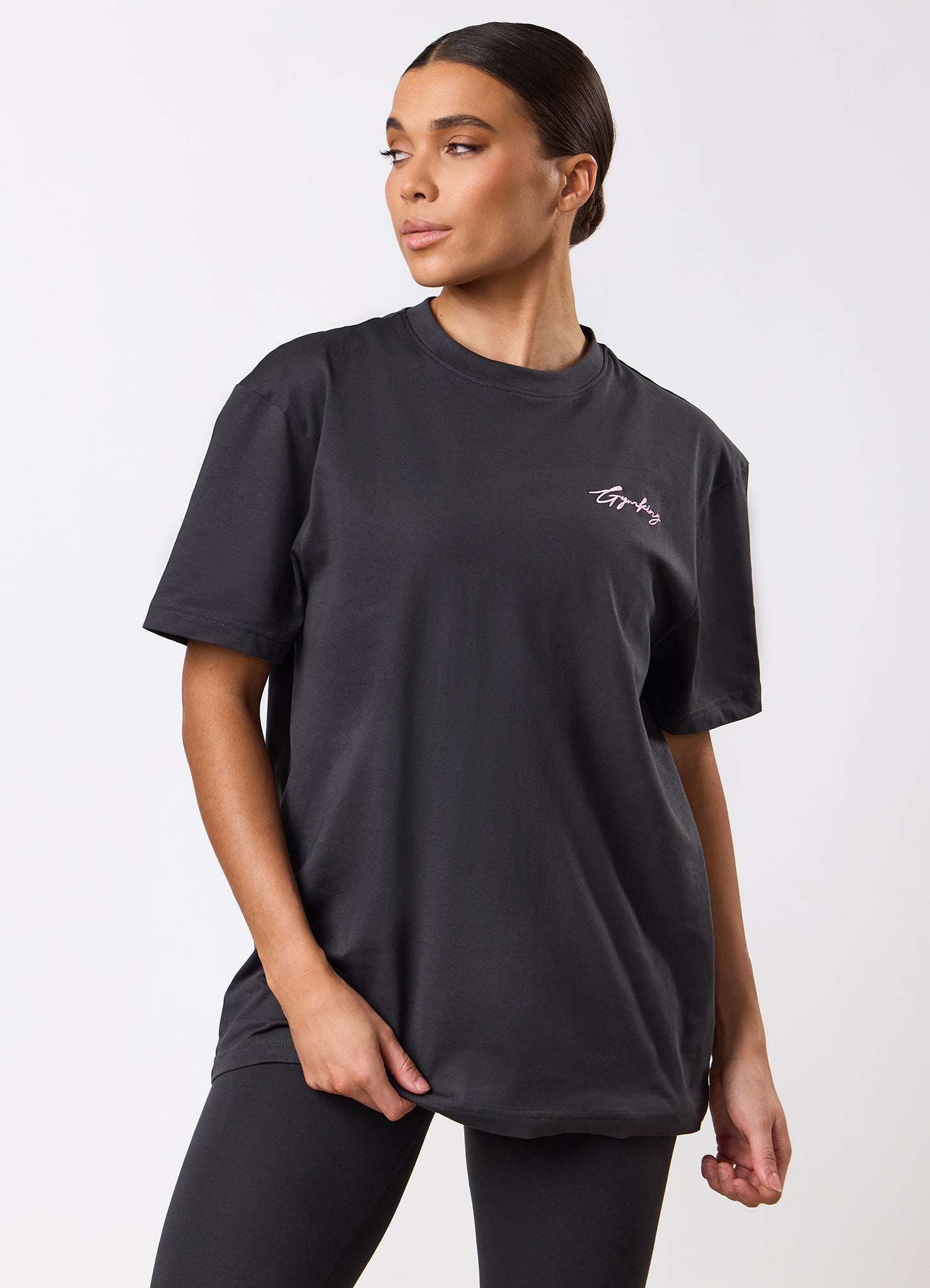 Gym King Script Mindset BF Tee - Dark Pewter