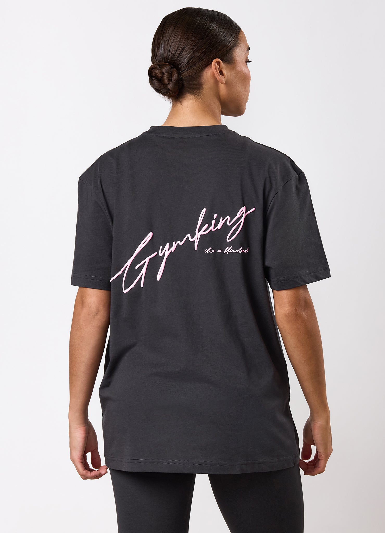 Gym King Script Mindset BF Tee - Dark Pewter