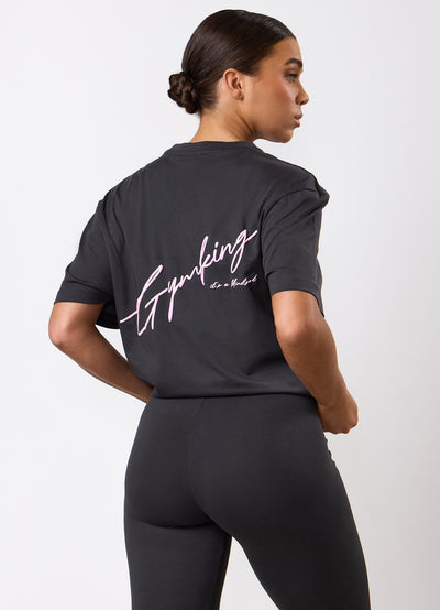 Gym King Script Mindset BF Tee - Dark Pewter