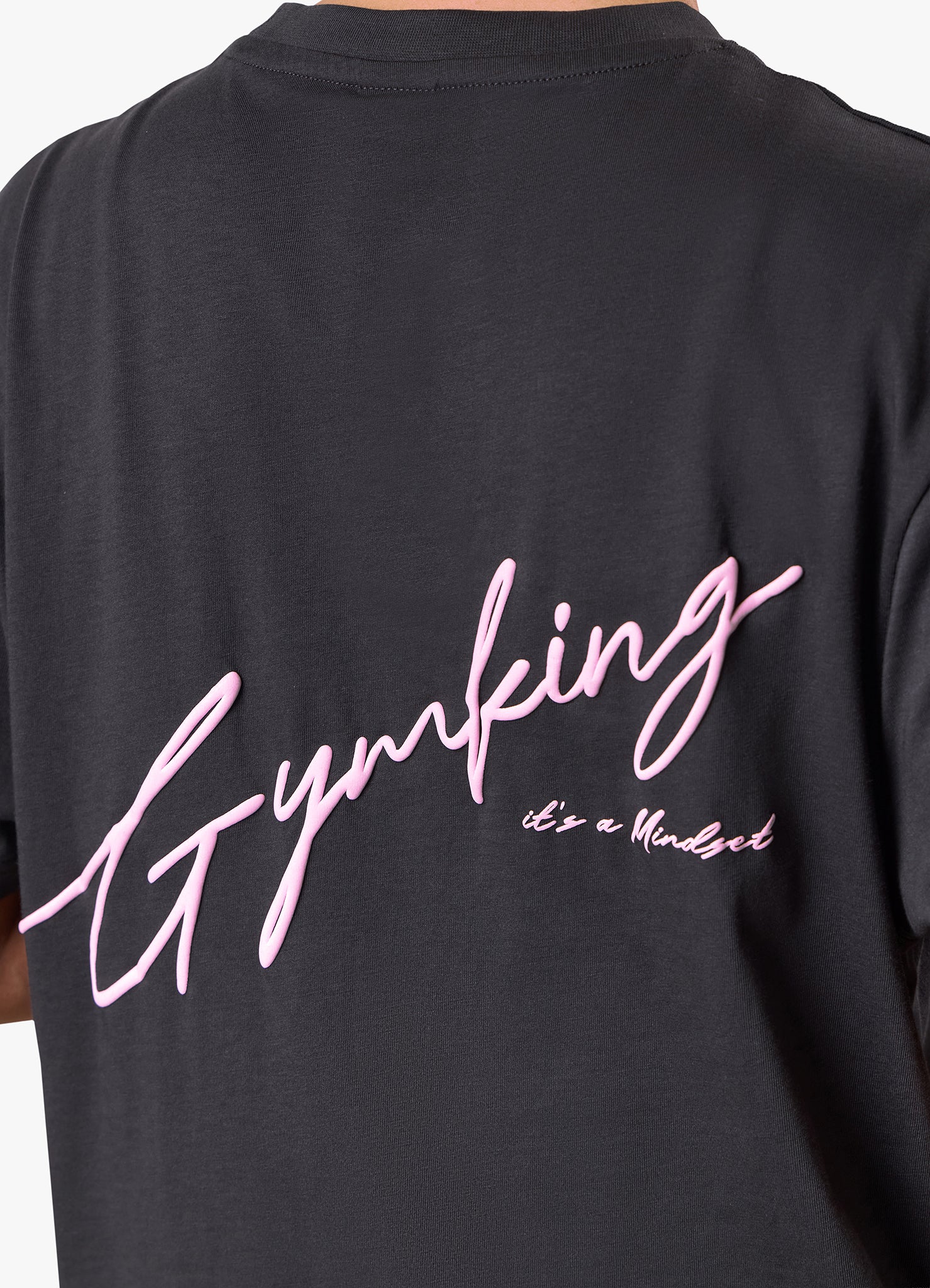 Gym King Script Mindset BF Tee - Dark Pewter