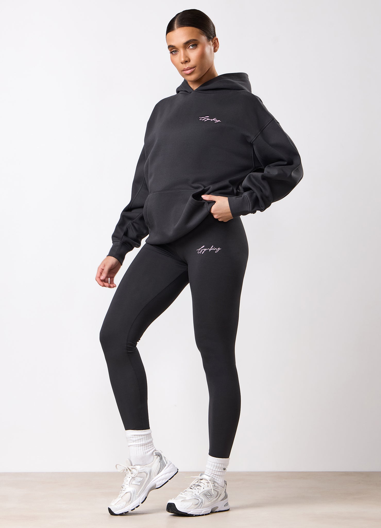 Gym King Script Mindset Hood - Dark Pewter