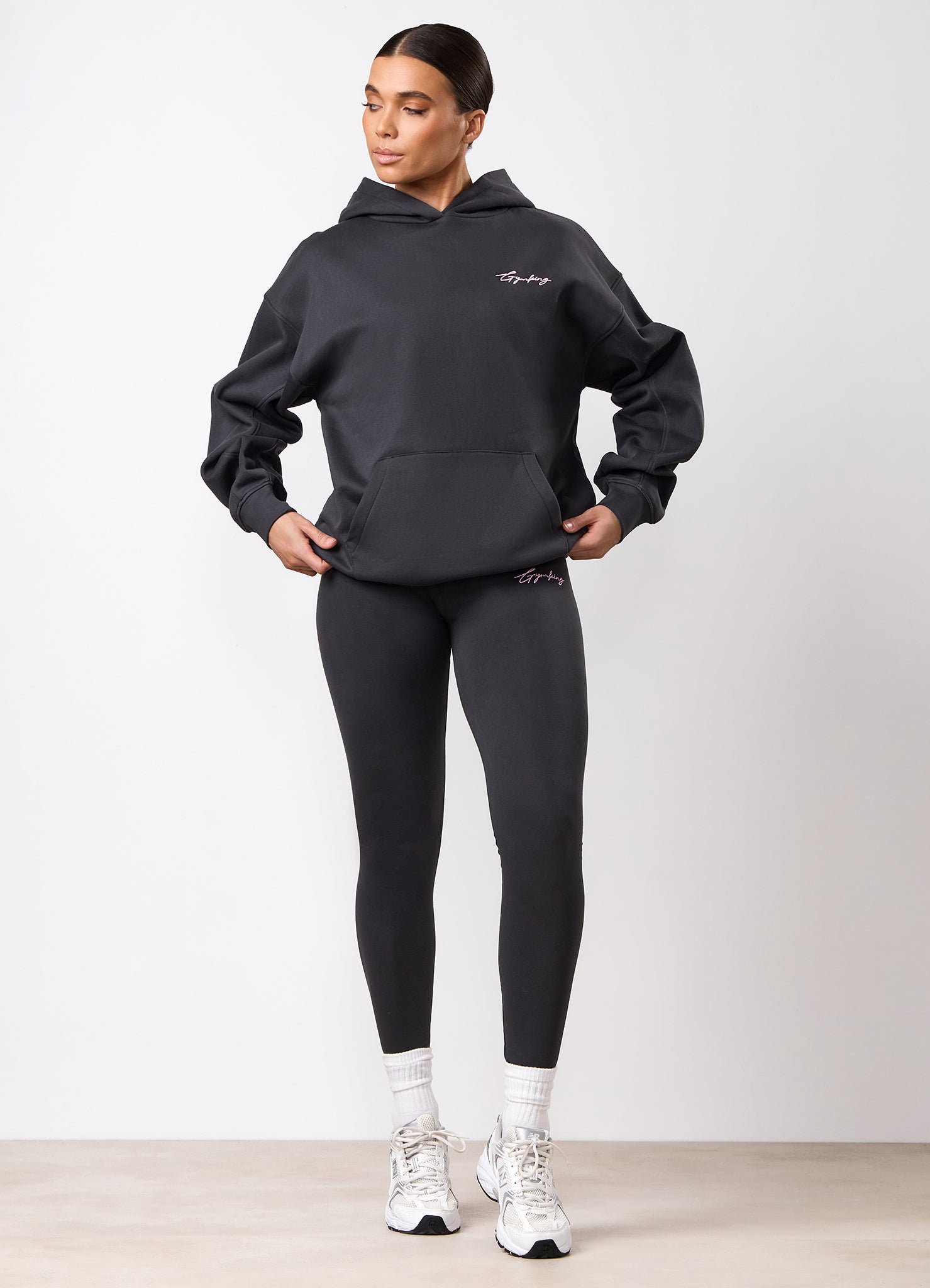 Gym King Script Mindset Hood - Dark Pewter