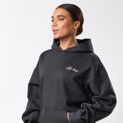 Gym King Script Mindset Hoodie - Dark Pewter
