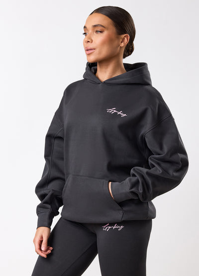 Gym King Script Mindset Hood - Dark Pewter