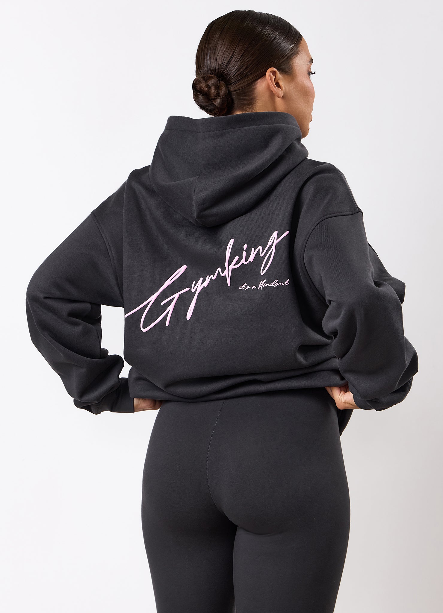 Gym King Script Mindset Hood - Dark Pewter