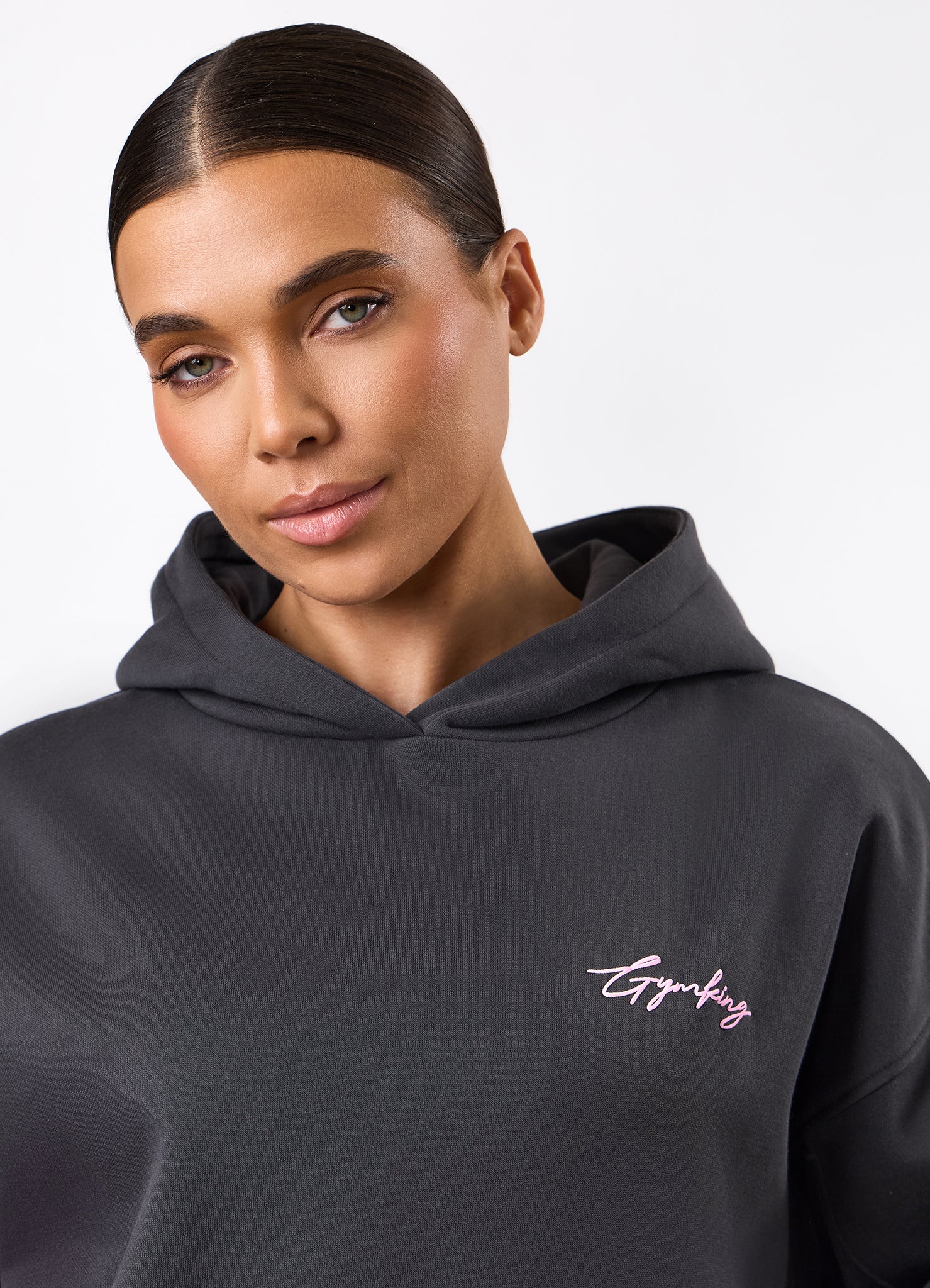 Gym King Script Mindset Hood - Dark Pewter