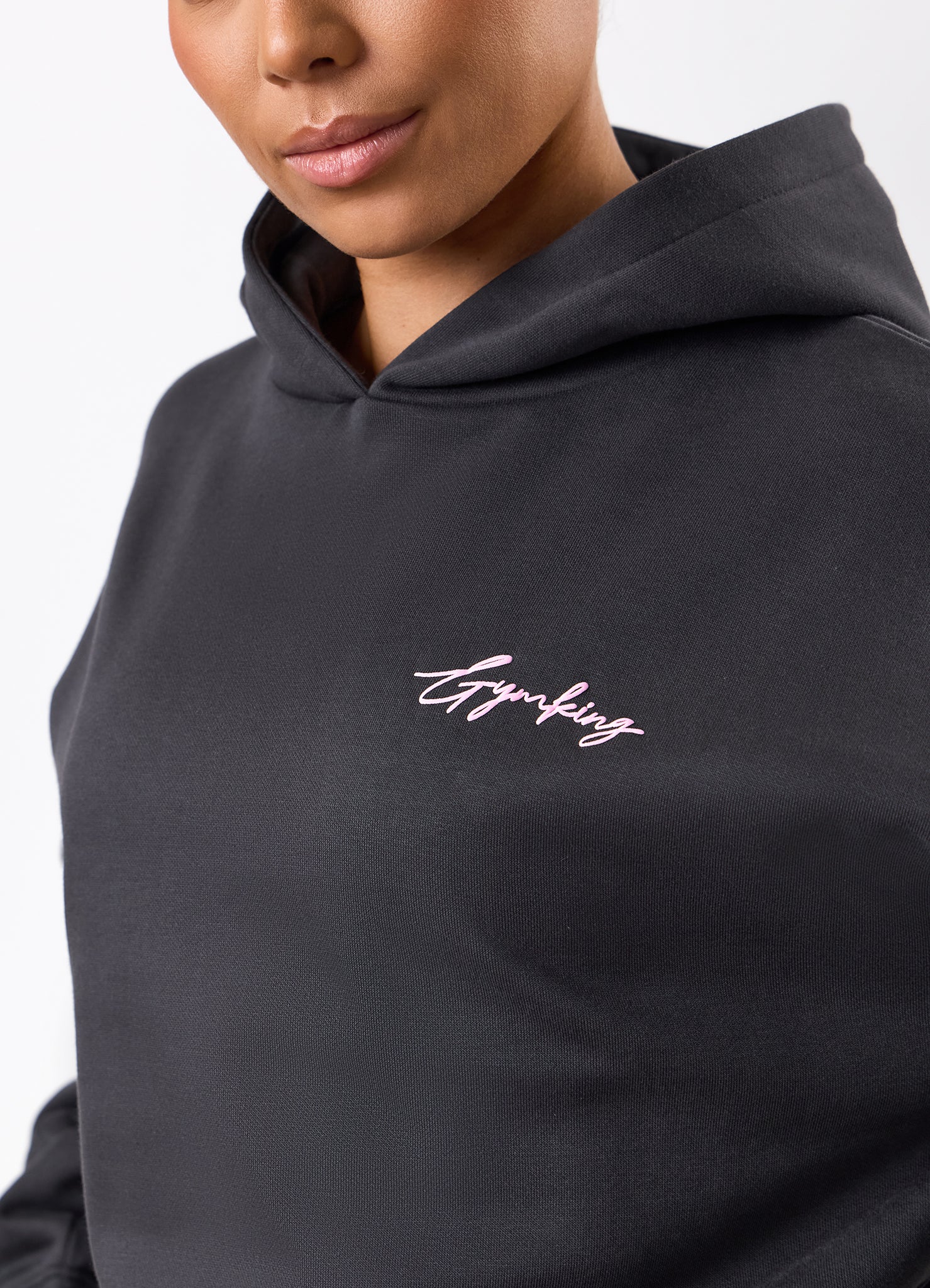 Gym King Script Mindset Hood - Dark Pewter