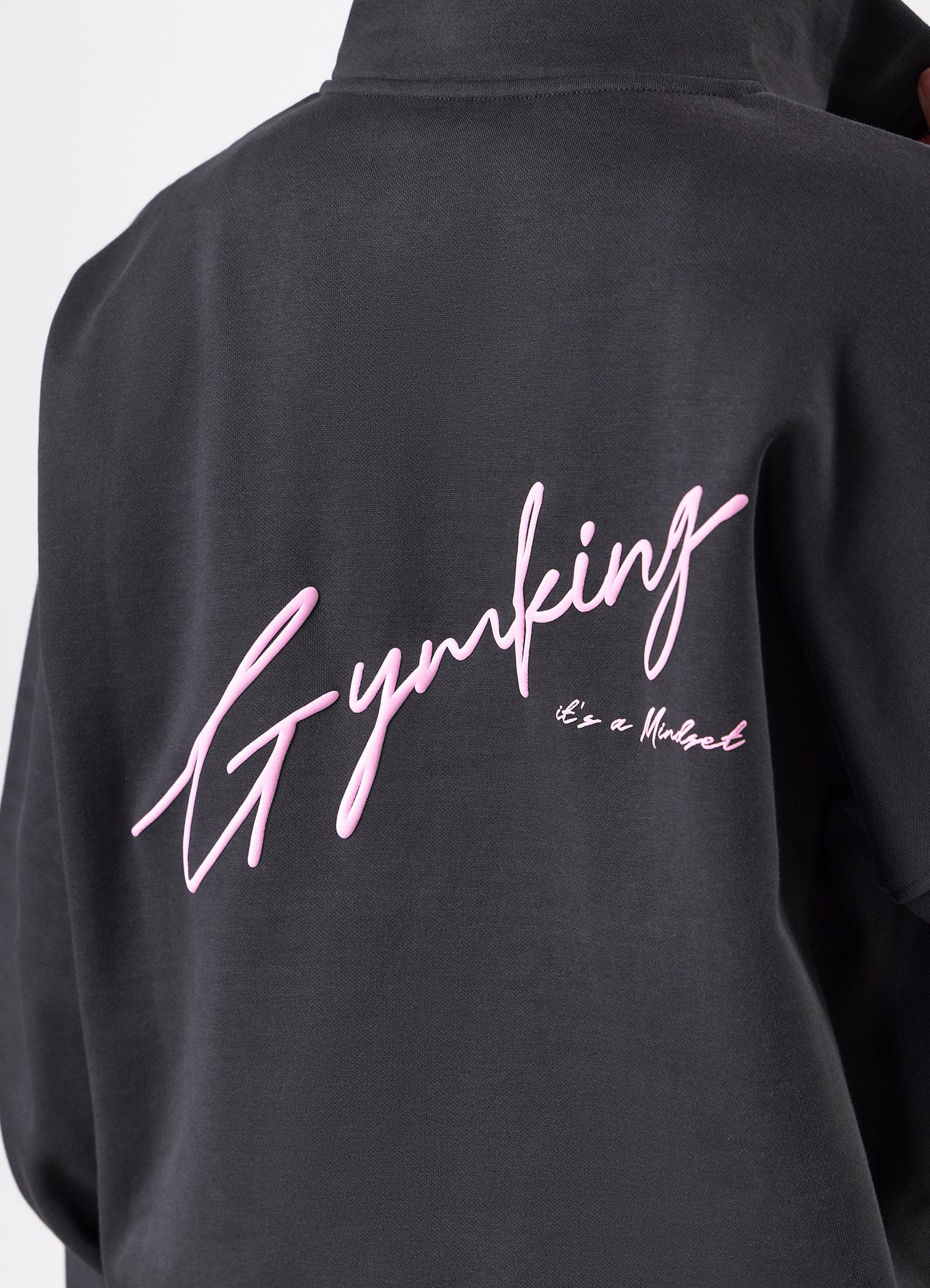 Gym King Script Mindset 1/4 Zip Funnel - Dark Pewter