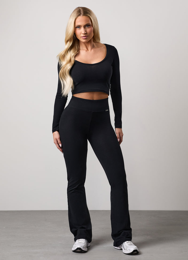 Gym King Plush Flared Trousers - Black