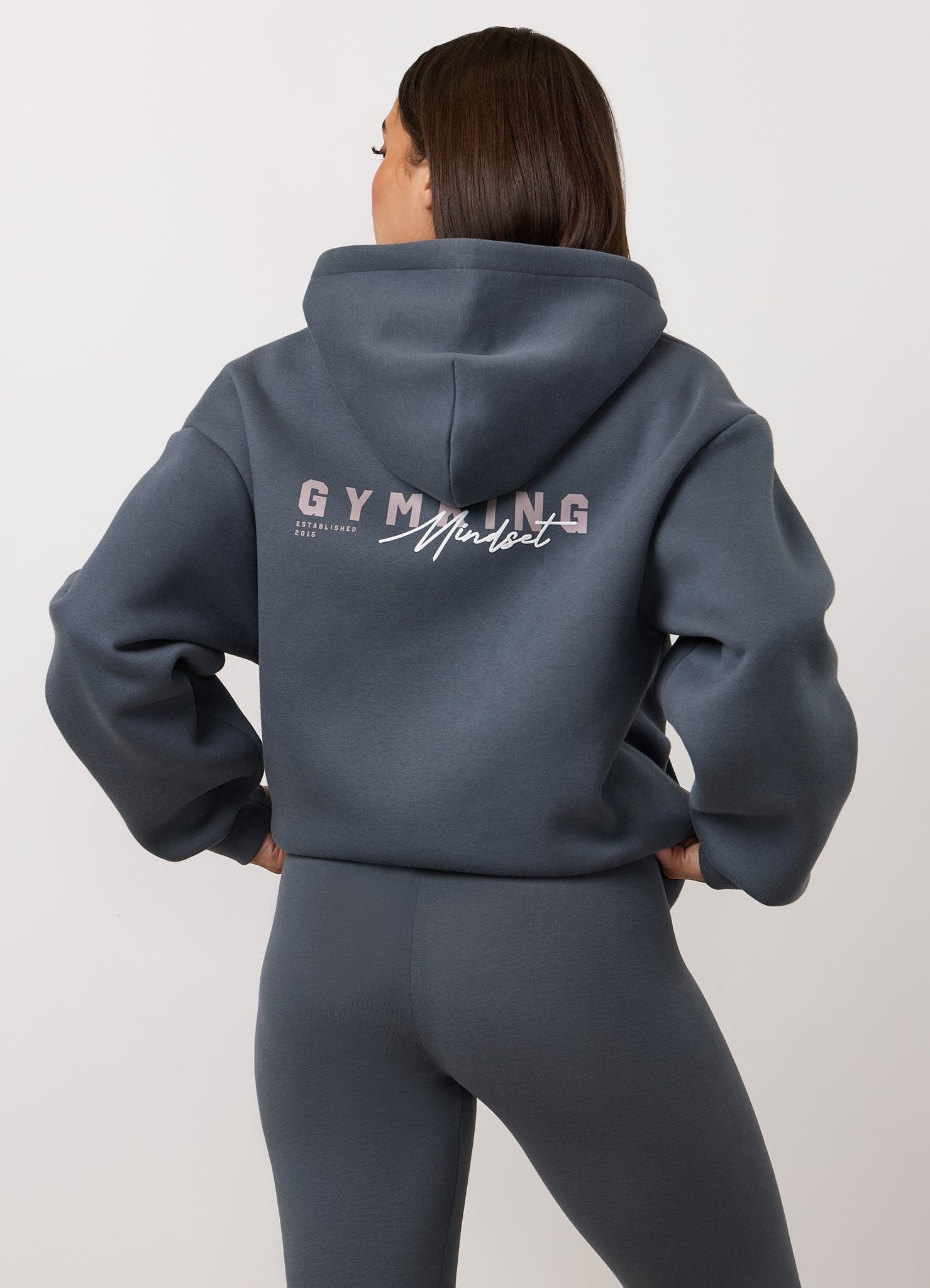 Gym King Poise Oversized Graphic Full Zip Hood - Storm Blue