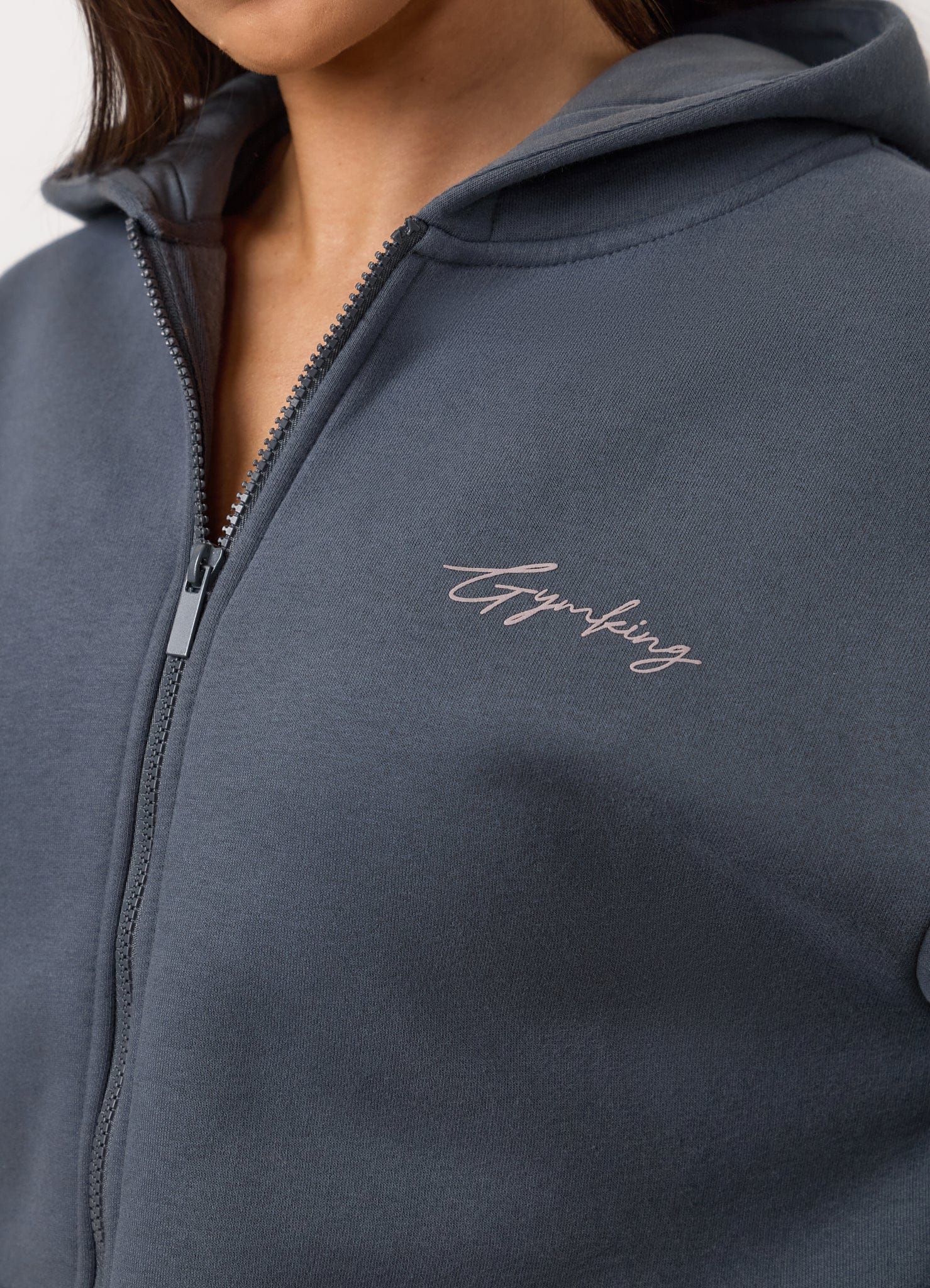 Gym King Poise Oversized Graphic Full Zip Hood - Storm Blue