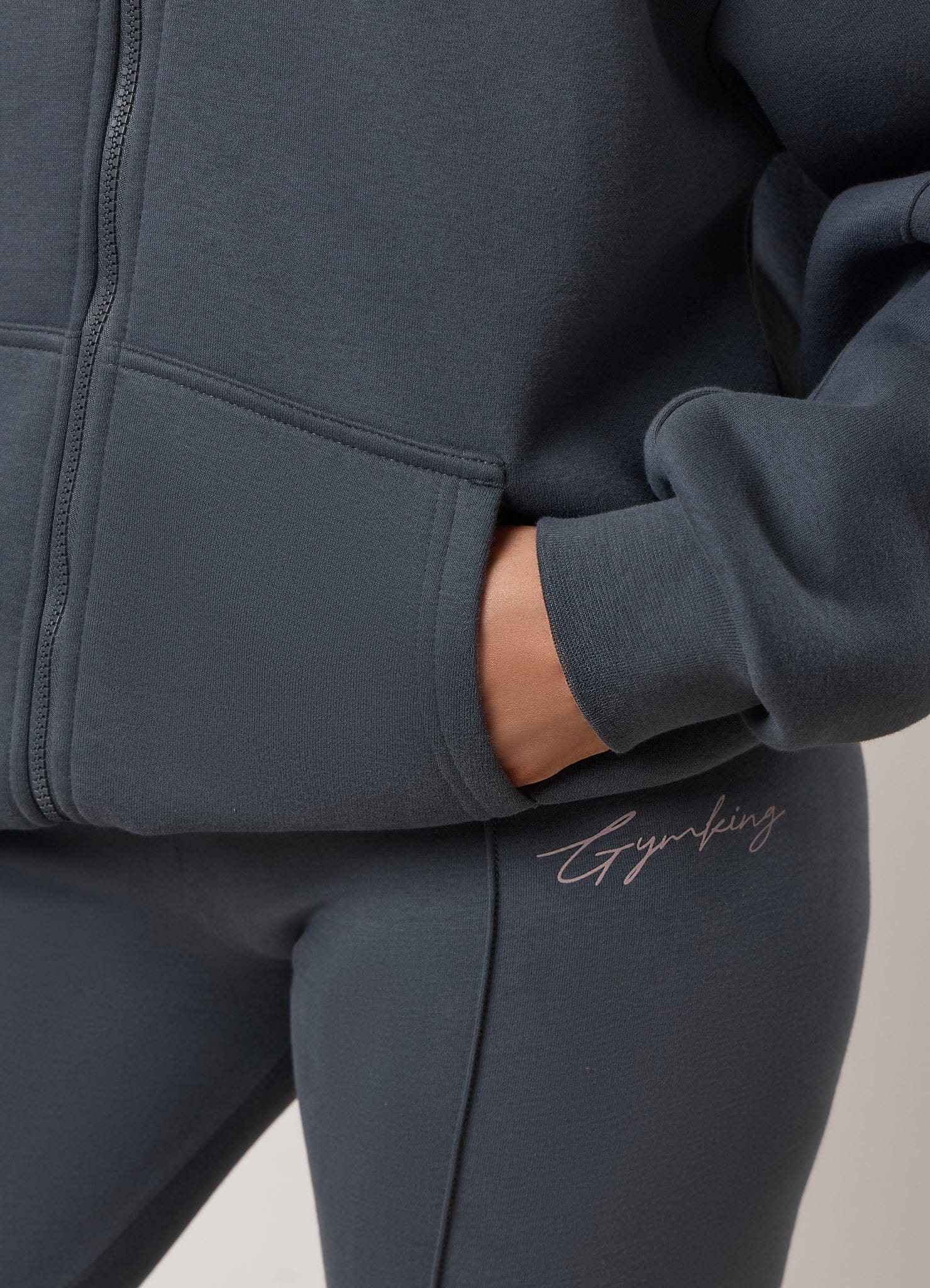 Gym King Poise Oversized Graphic Full Zip Hood - Storm Blue