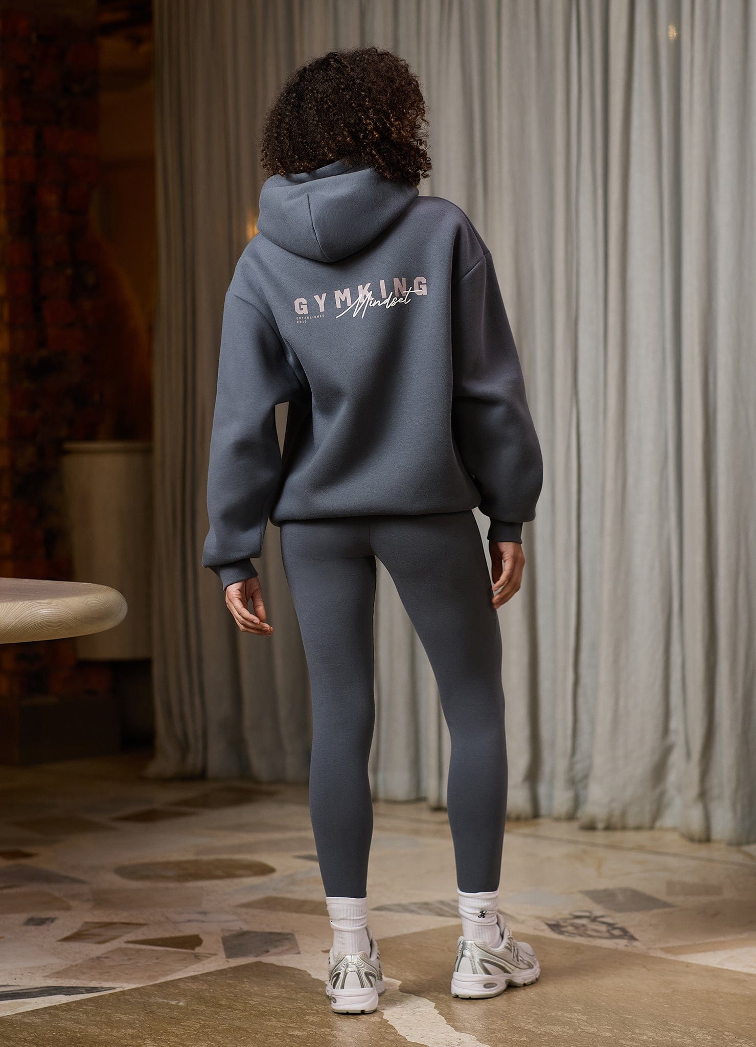 Gym King Poise Oversized Graphic Full Zip Hood - Storm Blue