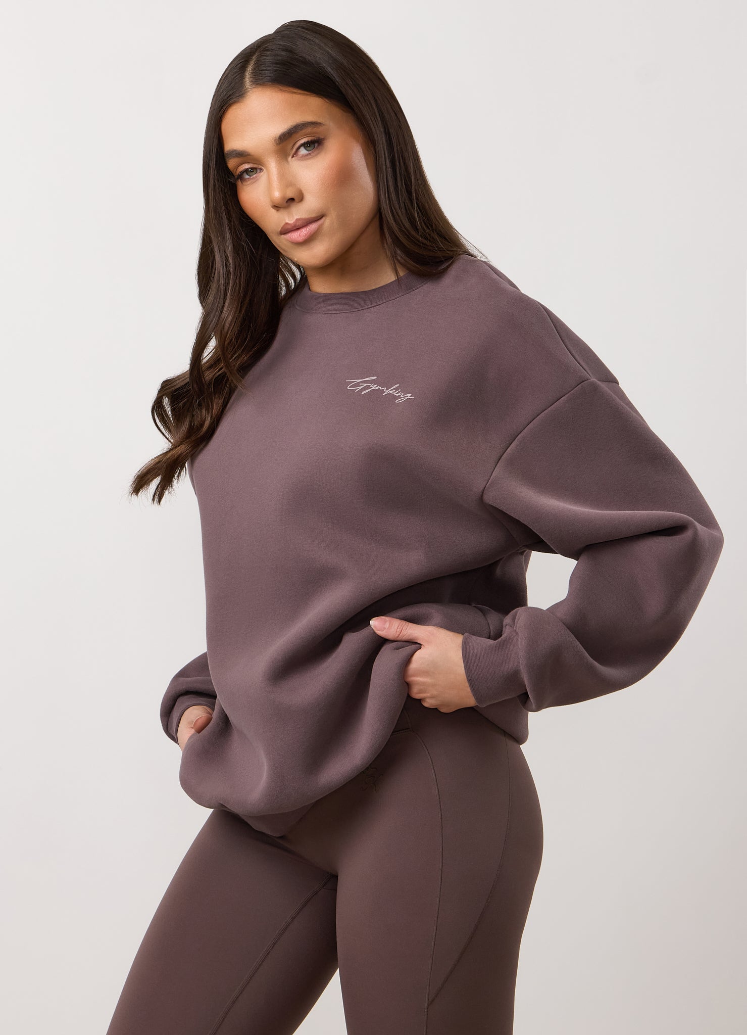 Gym King Poise Relaxed Fit Crew - Deep Mocha