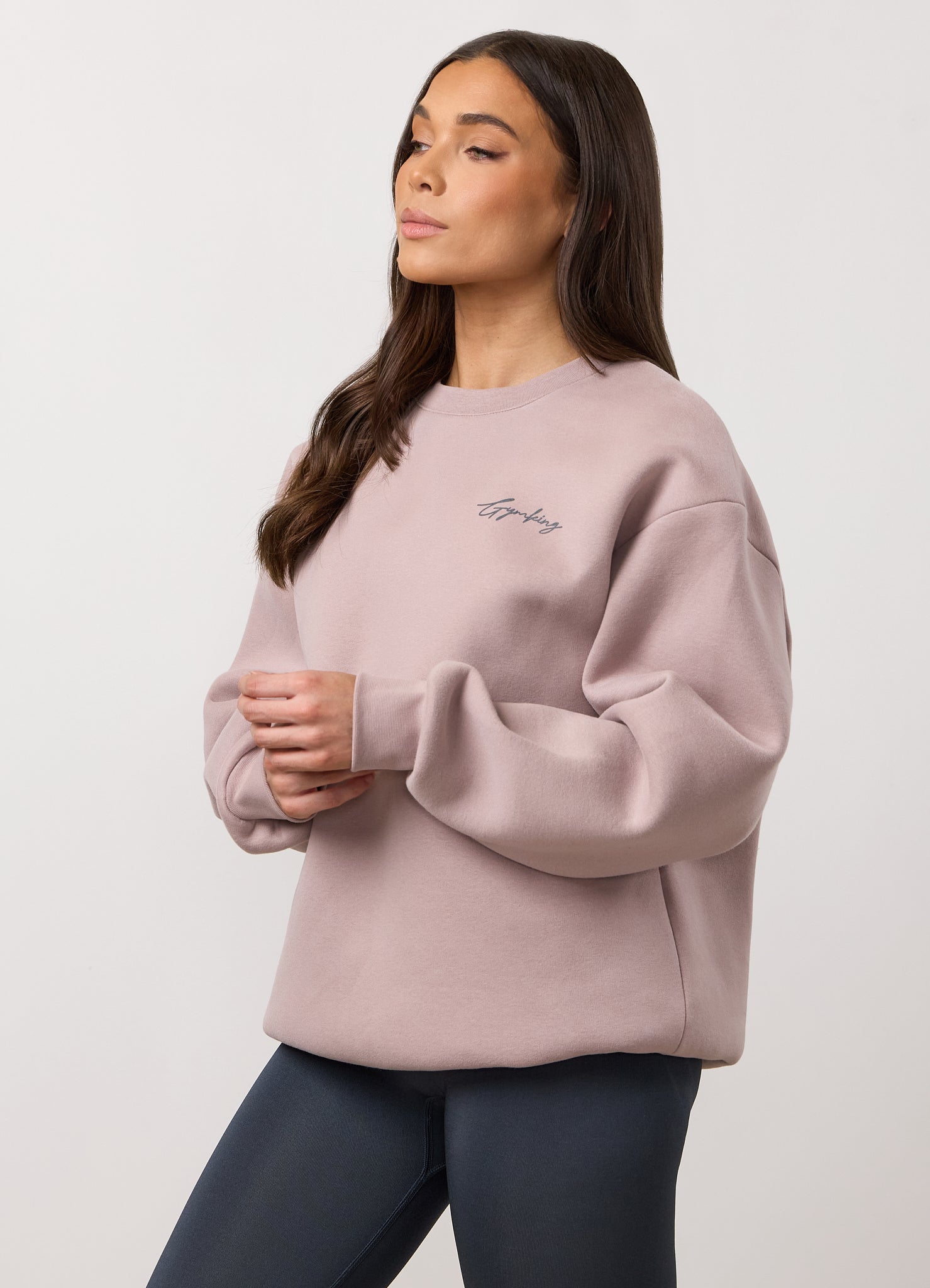 Gym King Poise Relaxed Fit Crew - Pink Taupe
