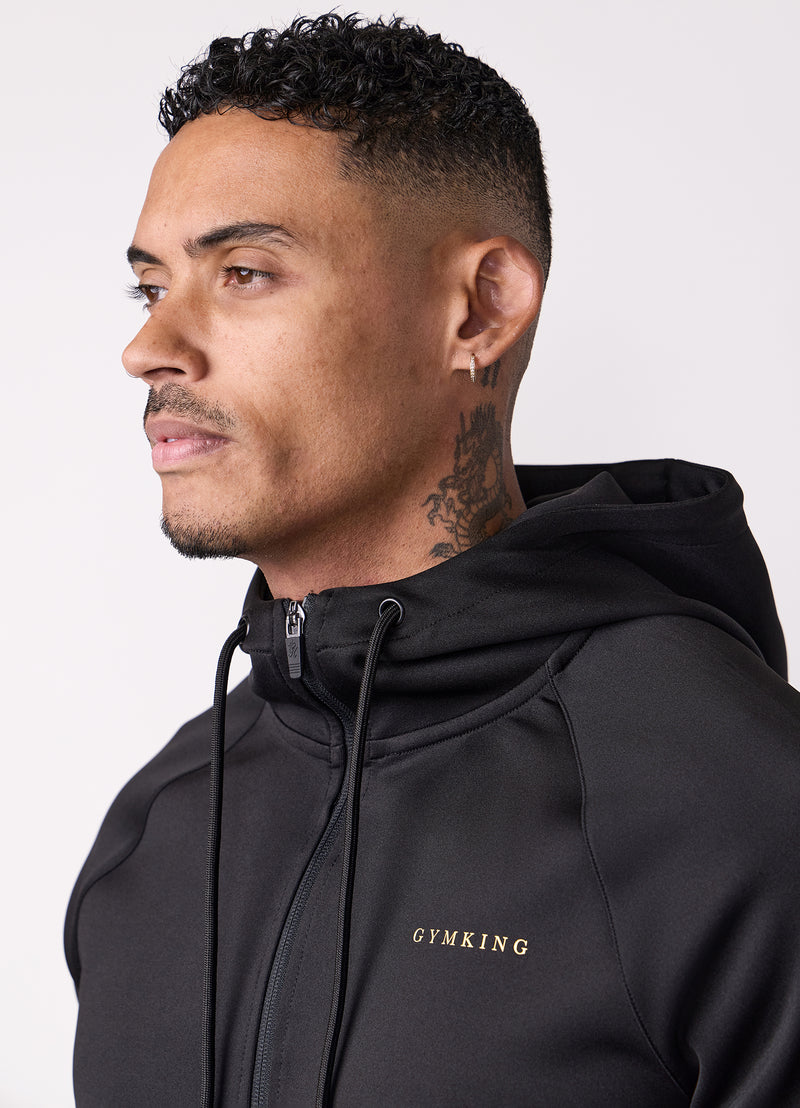 Gym King Poly Full Zip Hood - Black
