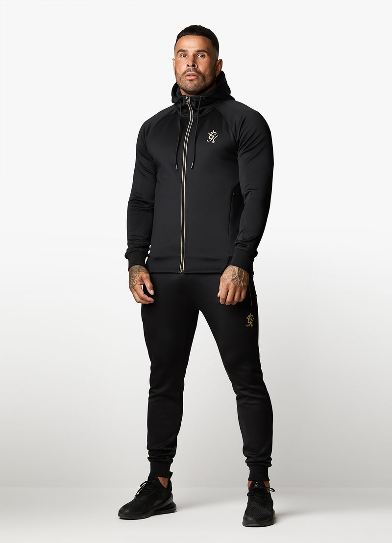 Gym King Full Zip Poly Hood - Black/Gold