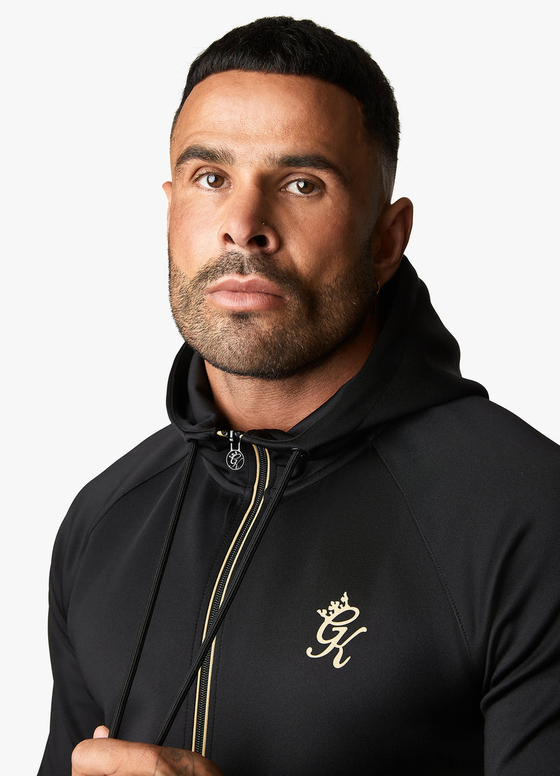 Gym King Full Zip Poly Hood - Black/Gold