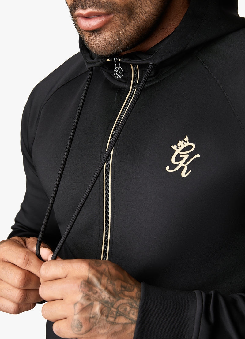 Gym King Full Zip Poly Hood - Black/Gold