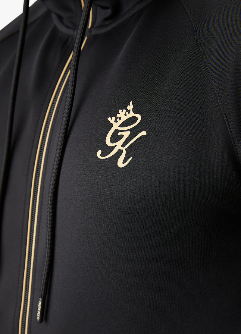 Gym King Full Zip Poly Hood - Black/Gold