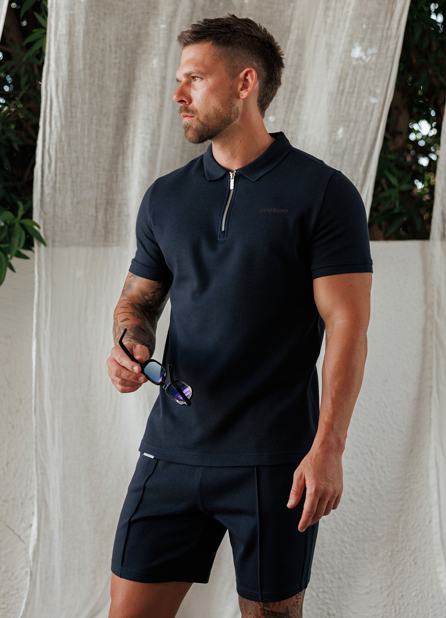 Gym King Portals Texture Polo - Navy