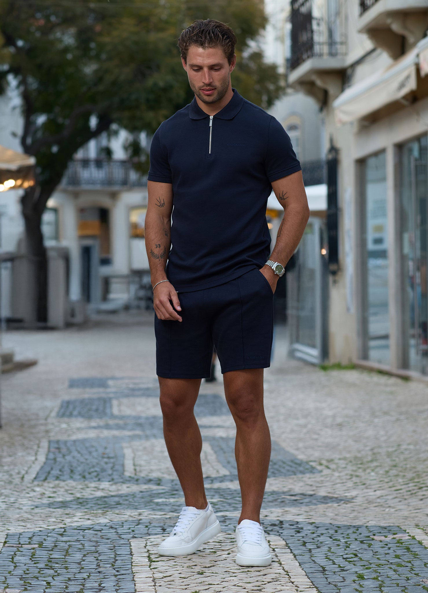 Gym King Portals Texture Polo - Navy