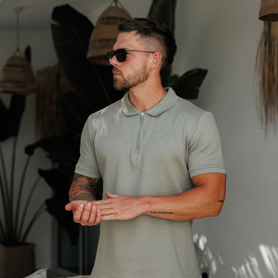 Gym King Portals Texture Polo - Soft Khaki