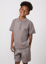 Gym King Older Kids Portals Texture Polo - Clay Grey thumbnail