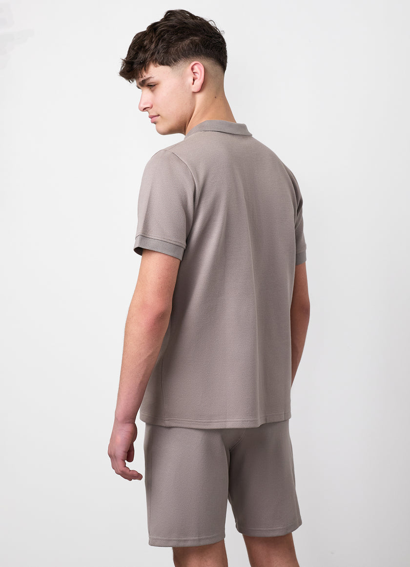 Gym King Older Kids Portals Texture Polo - Clay Grey
