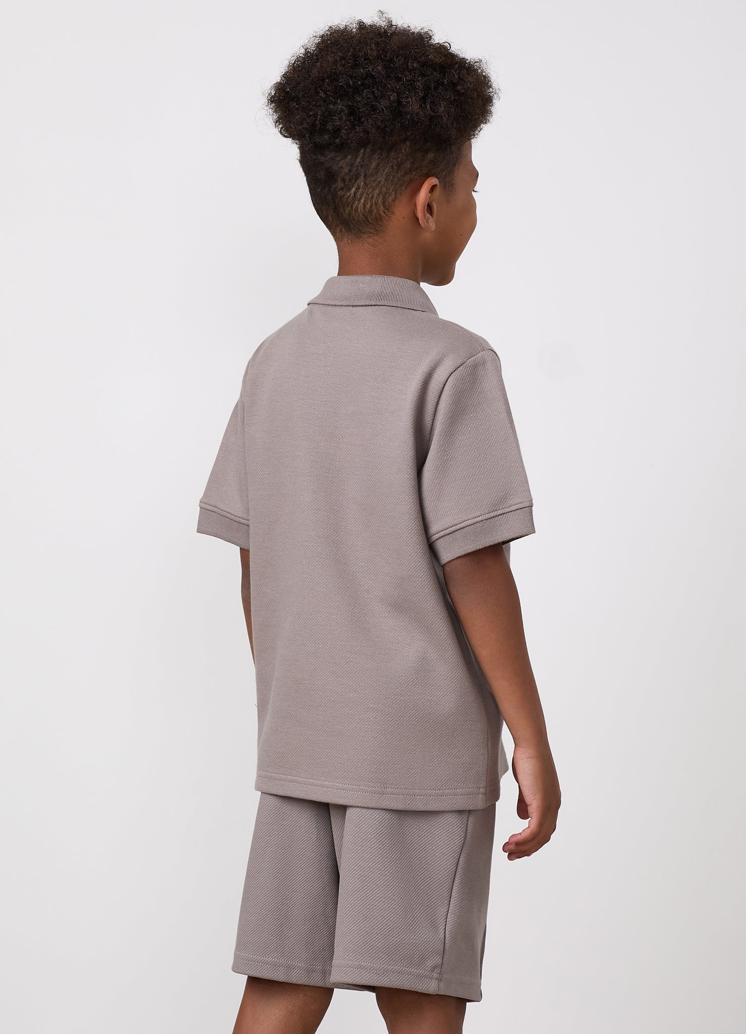 Gym King Older Kids Portals Texture Polo - Clay Grey