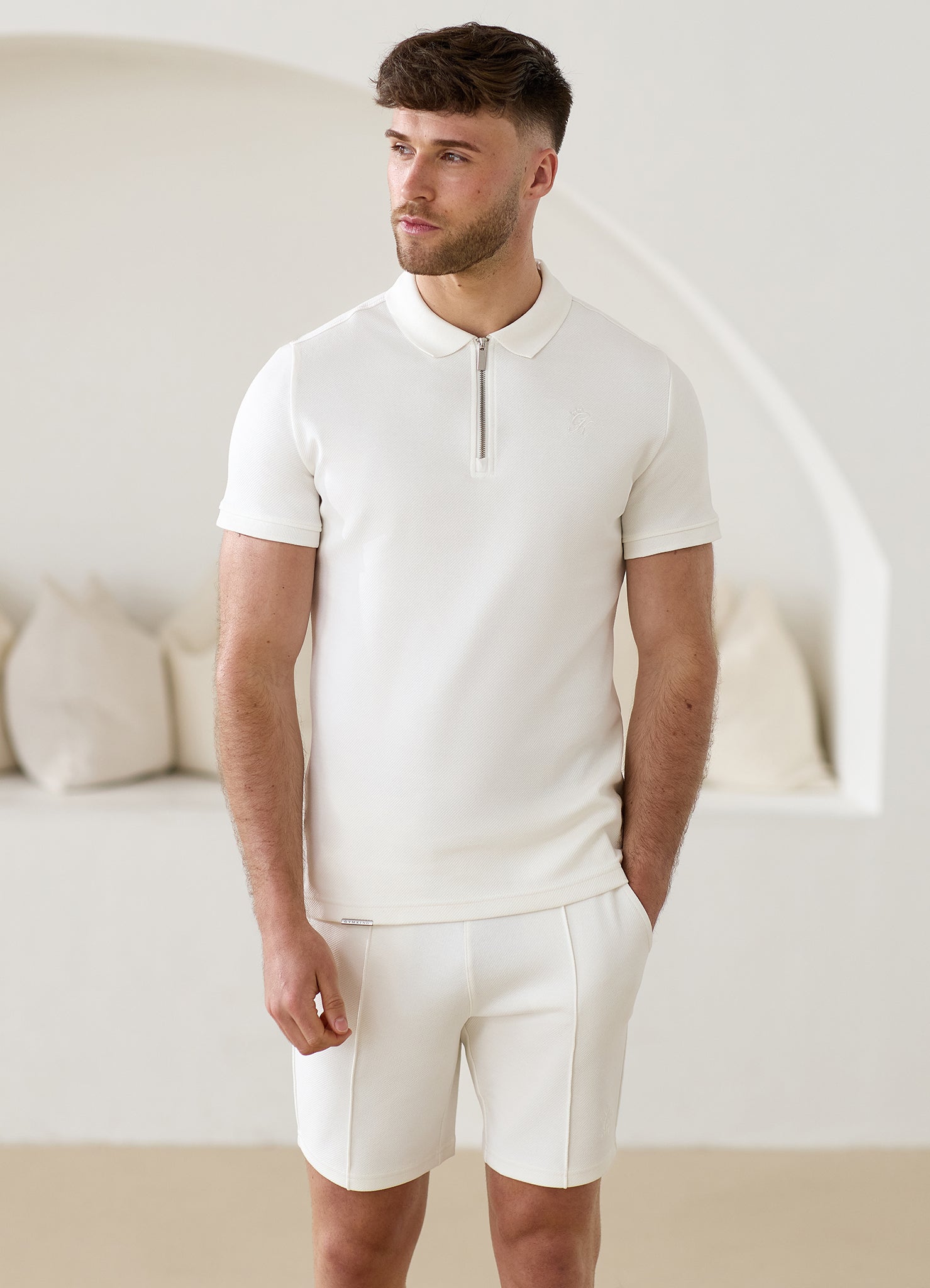 Gym King Portals Texture Polo - Cream