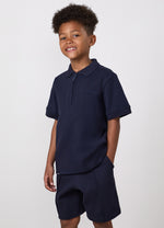 Gym King Younger Kids Portals Texture Polo - Navy thumbnail