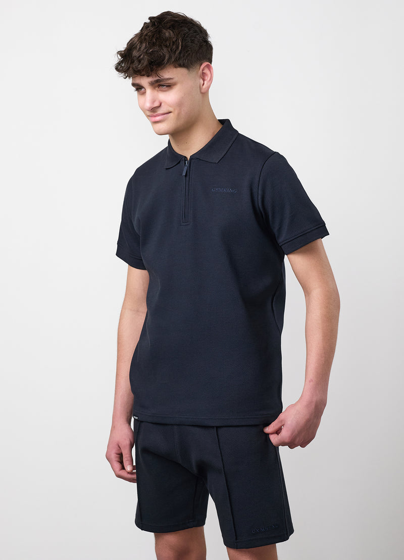Gym King Older Kids Portals Texture Polo - Navy