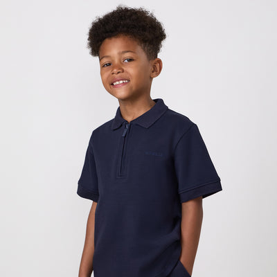 Gym King Older Kids Portals Texture Polo - Navy