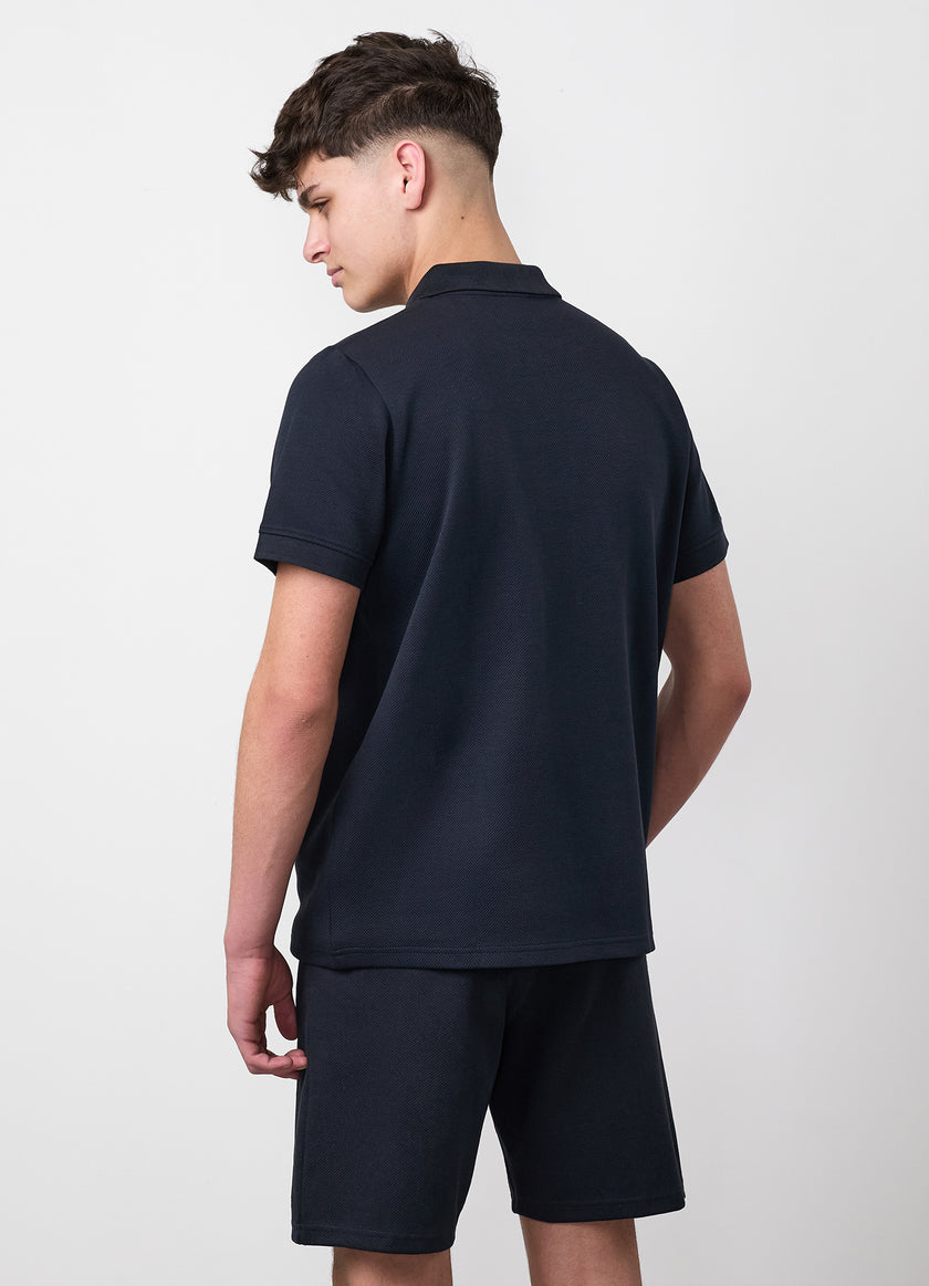 Gym King Older Kids Portals Texture Polo - Navy