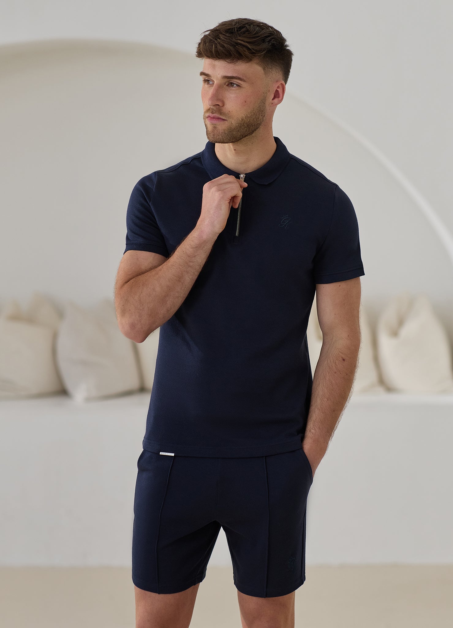 Gym King Portals Texture Polo - Navy