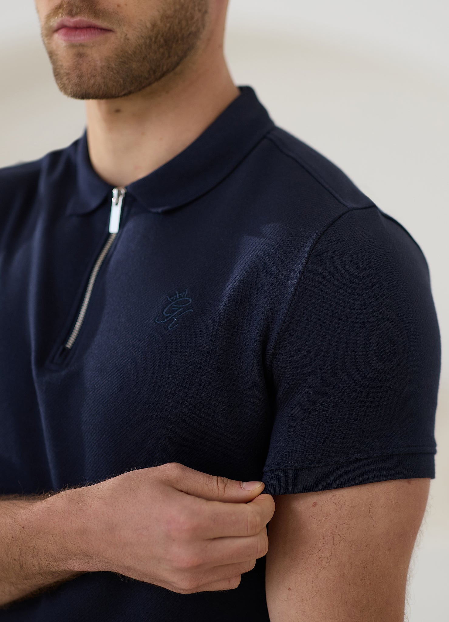 Gym King Portals Texture Polo - Navy
