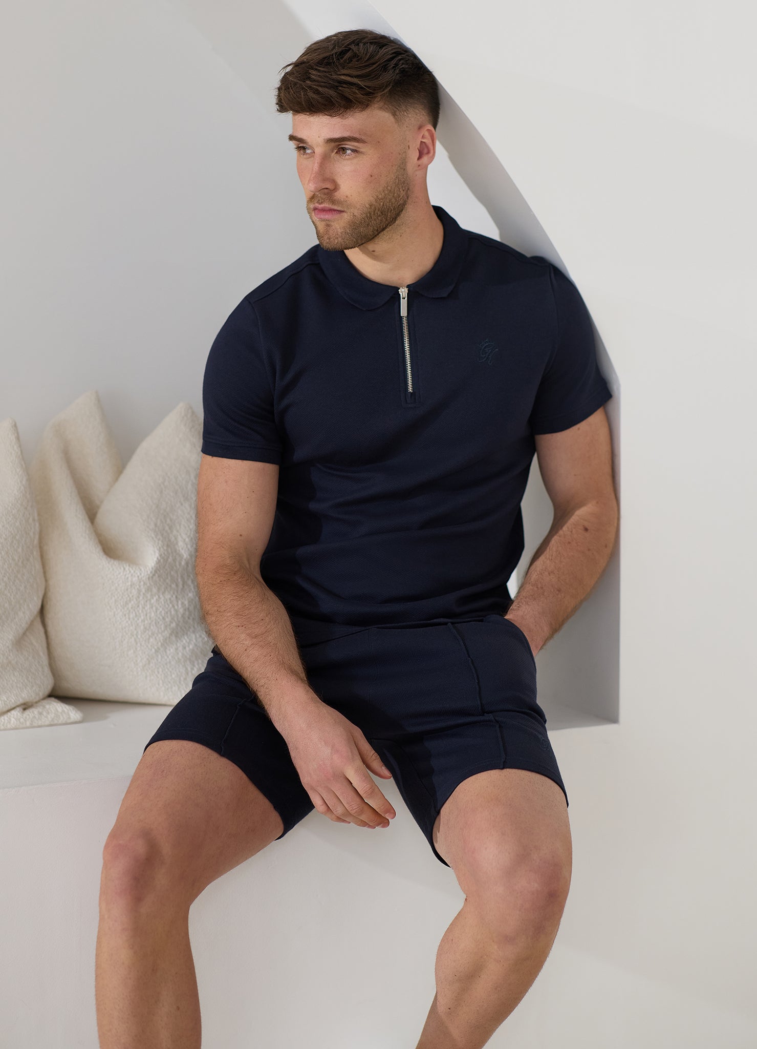 Gym King Portals Texture Polo - Navy