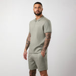 Gym King Portals Texture Polo T-Shirt - Soft Khaki thumbnail