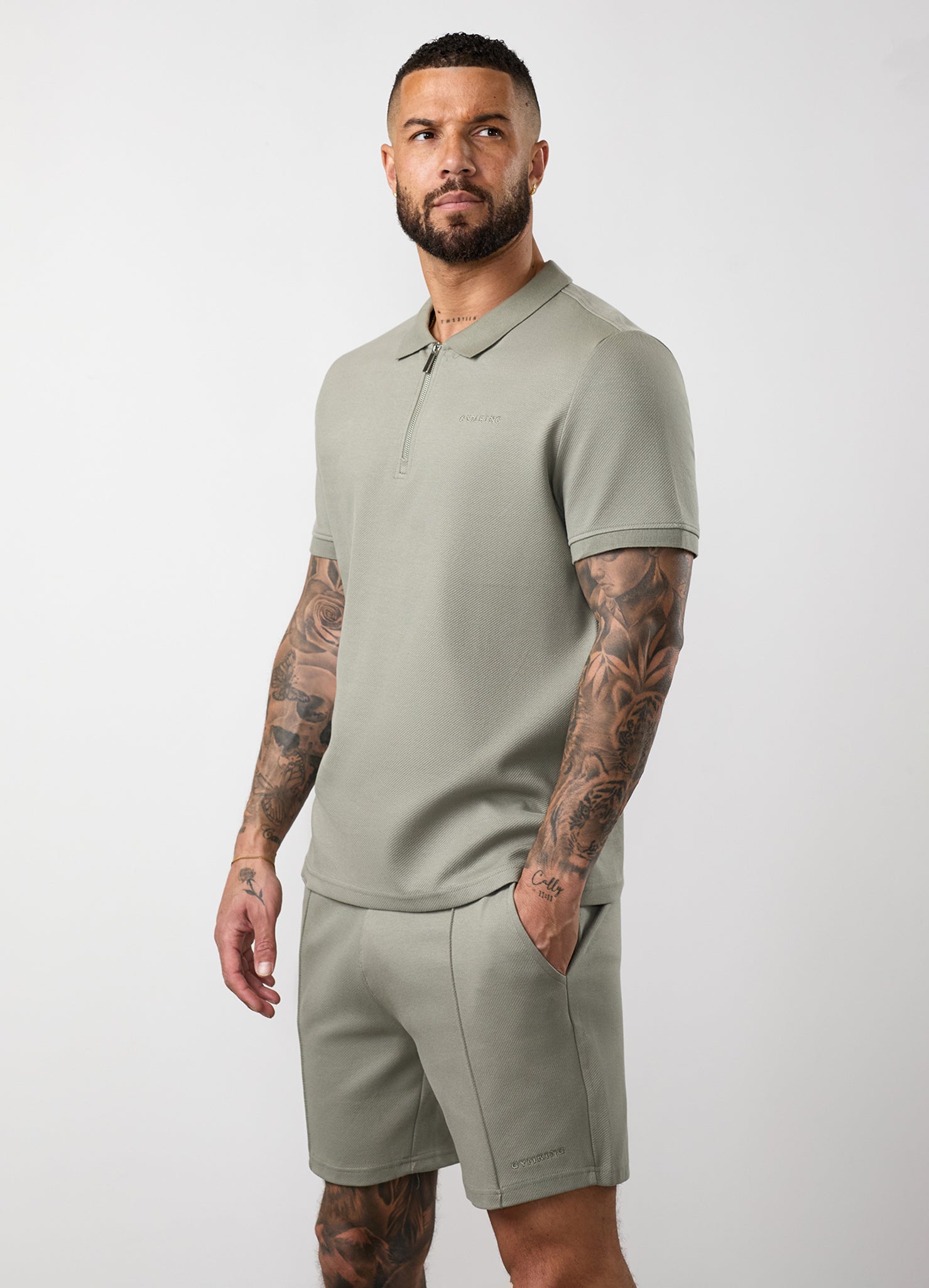 Gym King Portals Texture Polo - Soft Khaki