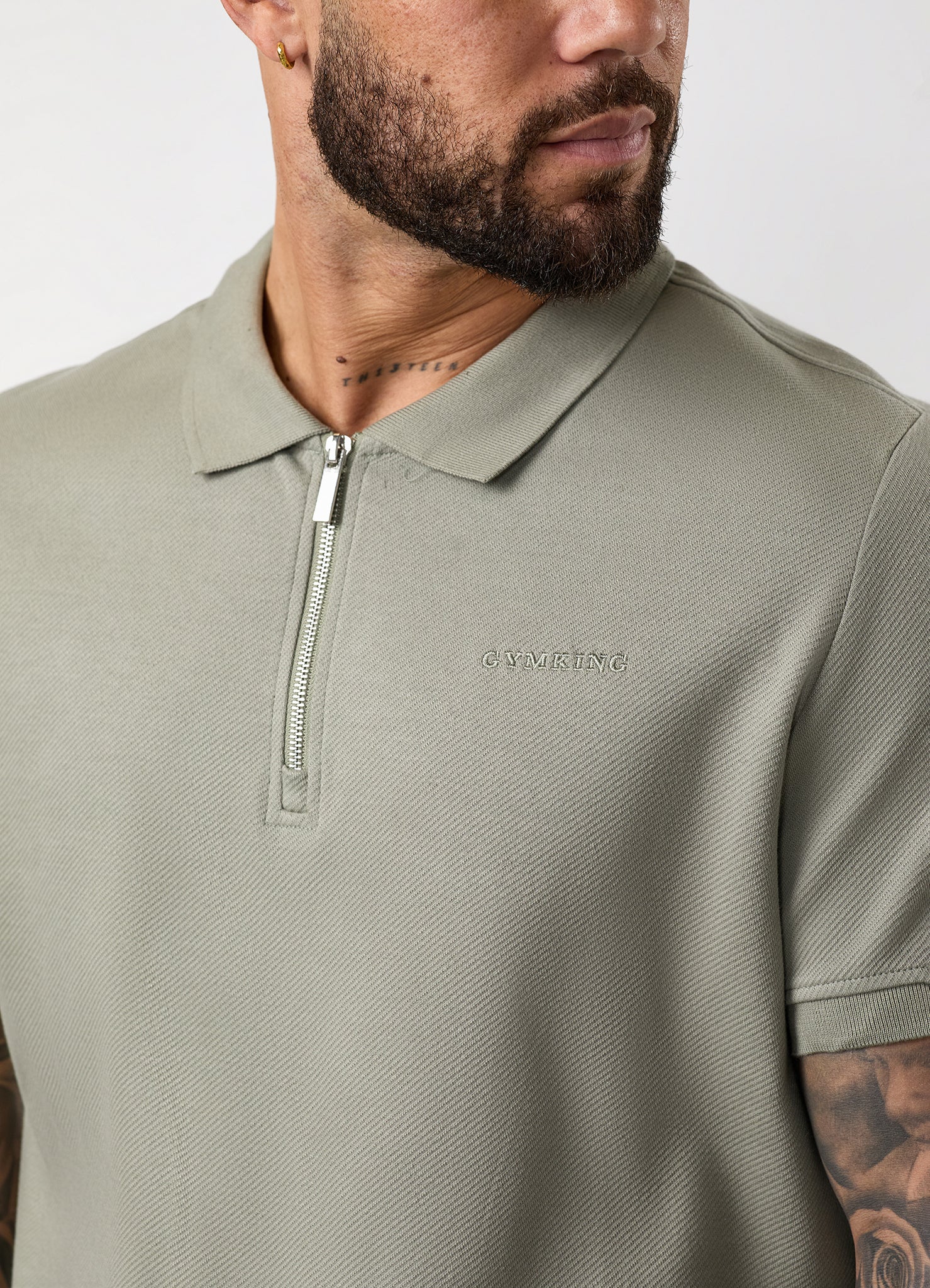 Gym King Portals Texture Polo - Soft Khaki