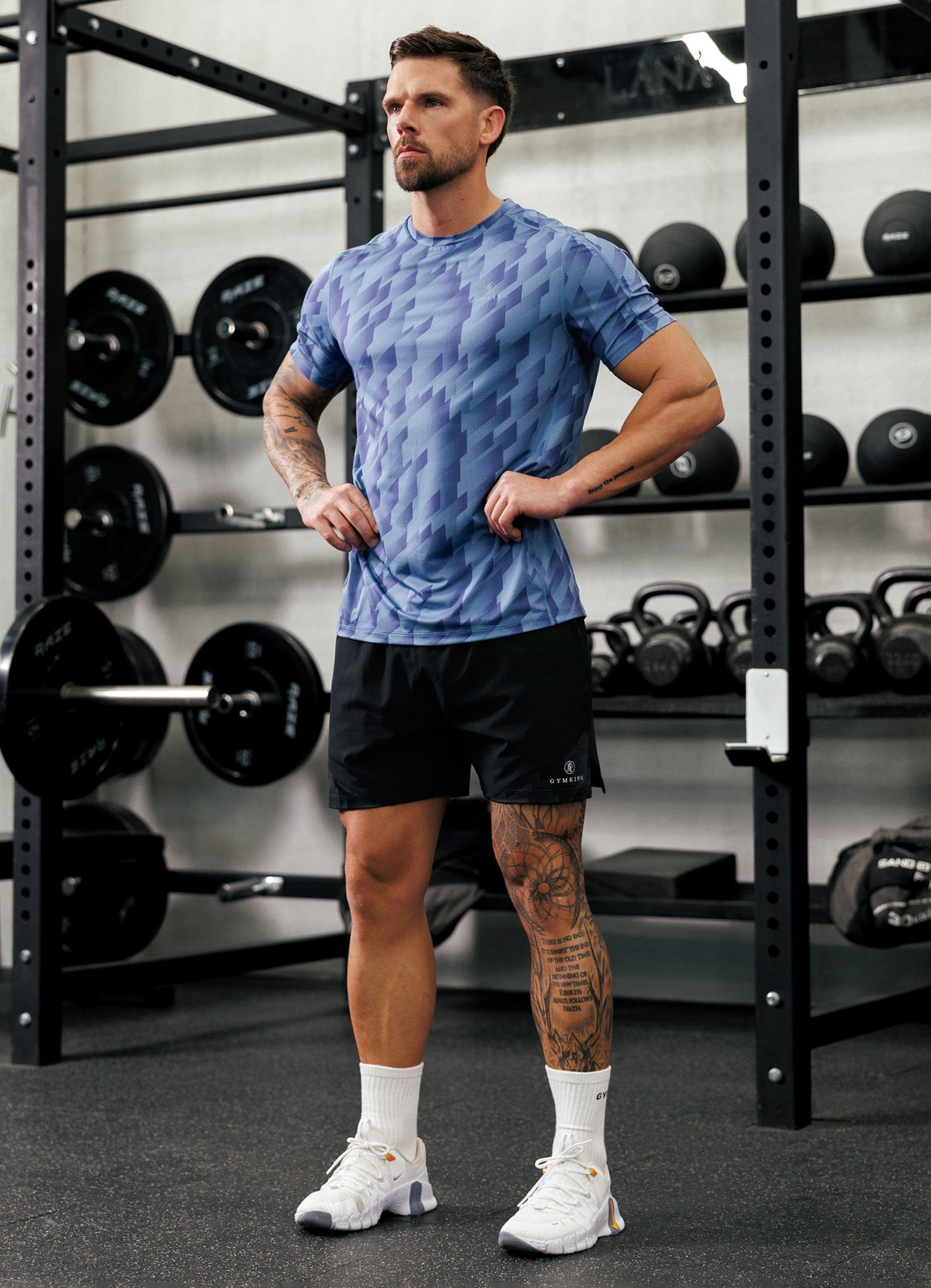 Gym King Power AOP Tee - Blue Jean