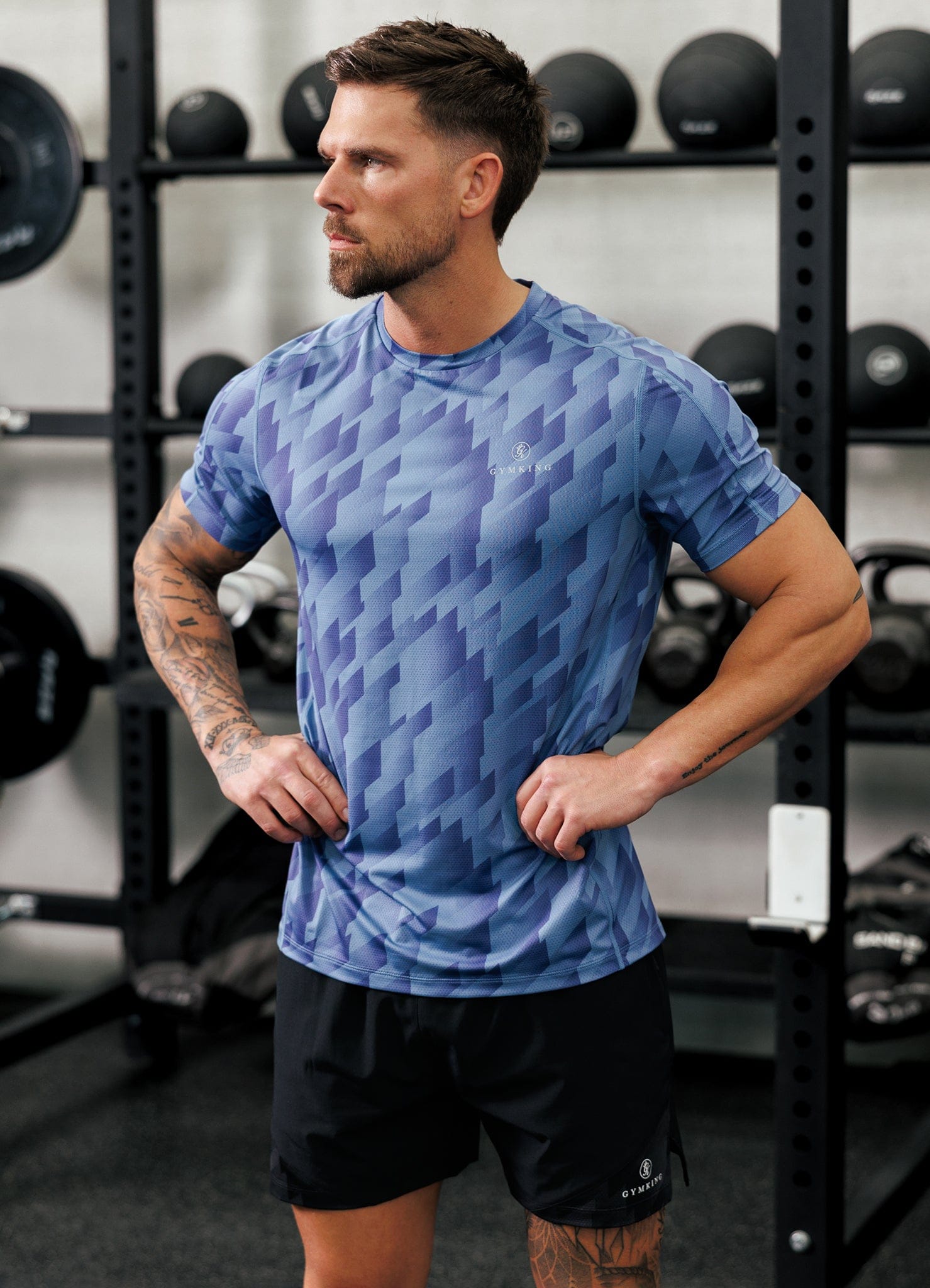 Gym King Power AOP Tee - Blue Jean