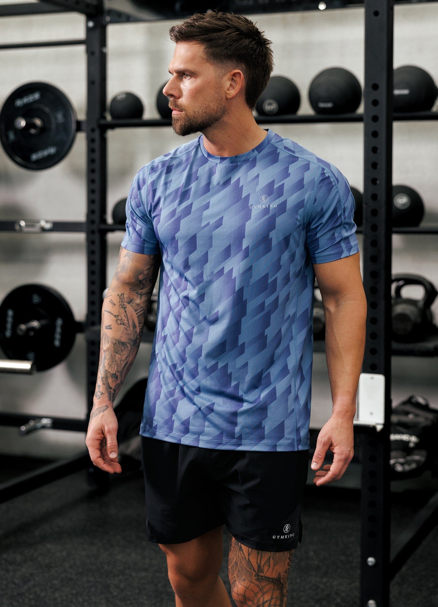 Gym King Power AOP Tee - Blue Jean